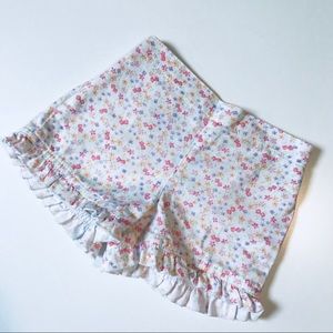 0-3m Miniwear White Floral Denim Ruffle Short